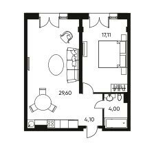 Квартира 54,5 м², 2-комнатные - изображение 1