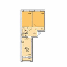 Квартира 68,6 м², 2-комнатная - изображение 1