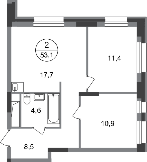 53,1 м², 2-комнатная квартира 11 958 636 ₽ - изображение 1