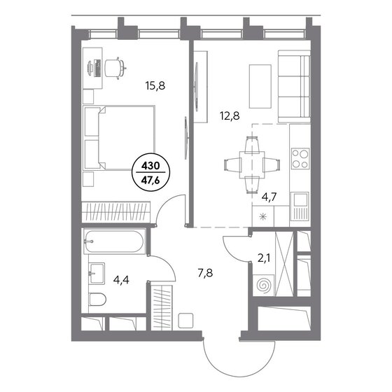 47,6 м², 1-комнатная квартира 21 134 400 ₽ - изображение 11