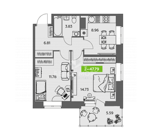 47,8 м², 2-комнатная квартира 5 213 363 ₽ - изображение 30