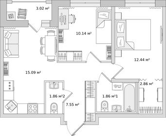 54,9 м², 3-комнатная квартира 8 400 000 ₽ - изображение 78