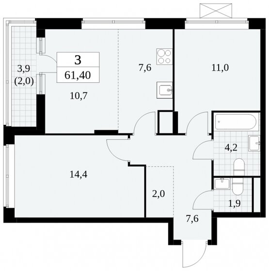 61,4 м², 3-комнатная квартира 18 700 000 ₽ - изображение 39
