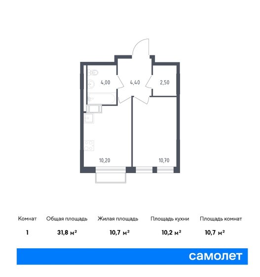 31,8 м², 1-комнатная квартира 6 356 430 ₽ - изображение 20