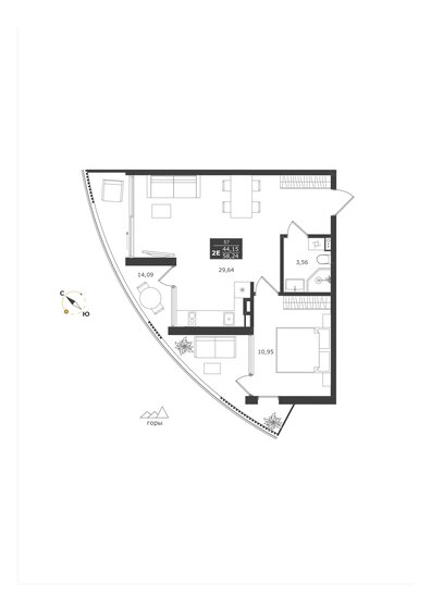 58,2 м², 2-комнатные апартаменты 17 066 218 ₽ - изображение 34