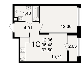 38,1 м², 1-комнатная квартира 4 109 400 ₽ - изображение 4