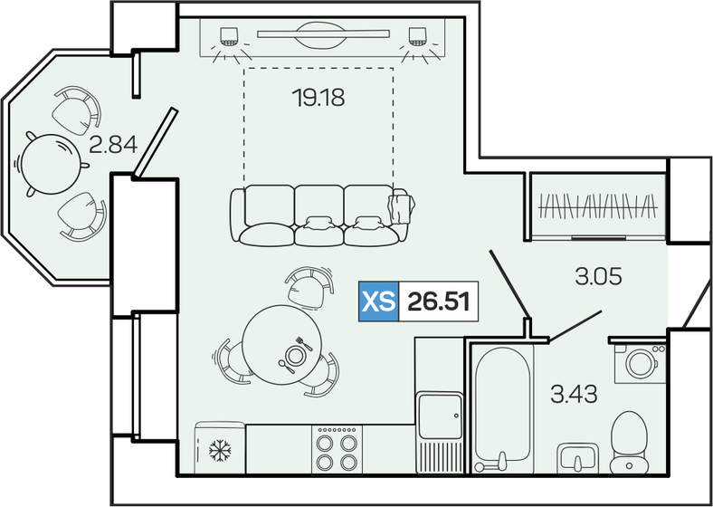 26,5 м², квартира-студия 3 808 135 ₽ - изображение 1