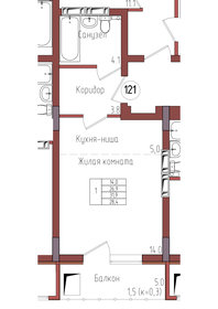 28,5 м², 1-комнатная квартира 4 121 113 ₽ - изображение 9