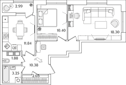 59,6 м², 2-комнатная квартира 16 060 671 ₽ - изображение 22