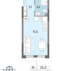 Квартира 22,2 м², студия - изображение 2