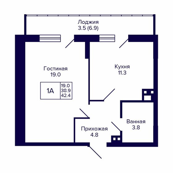 42,4 м², 1-комнатная квартира 5 978 400 ₽ - изображение 22