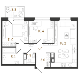 73,5 м², 3-комнатная квартира 11 495 000 ₽ - изображение 129