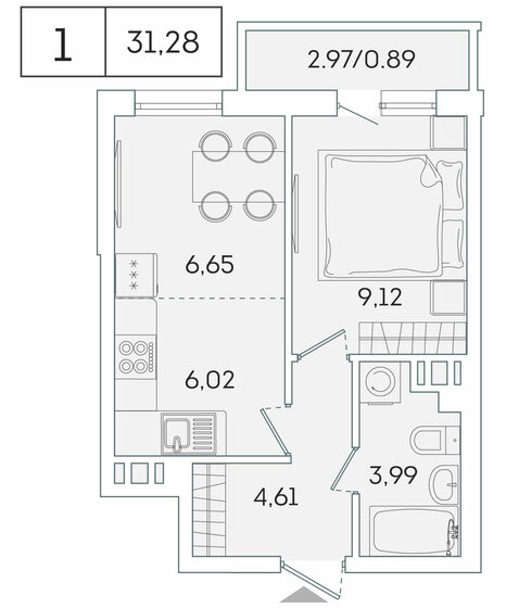 30,3 м², 1-комнатная квартира 6 283 819 ₽ - изображение 32