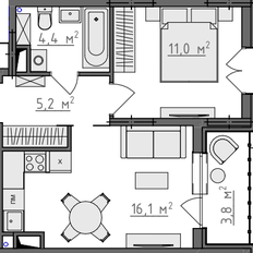 Квартира 38,9 м², 1-комнатная - изображение 2