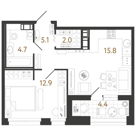 40,5 м², 1-комнатная квартира 15 742 172 ₽ - изображение 23