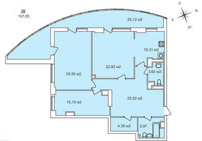 Квартира 127,9 м², 3-комнатная - изображение 1