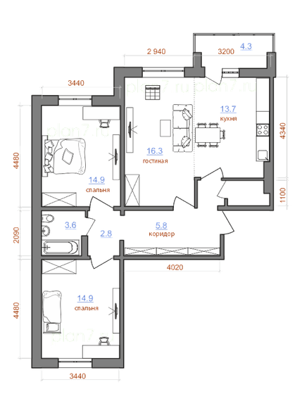 81,3 м², 3-комнатная квартира 9 837 300 ₽ - изображение 1