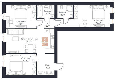 85,3 м², 3-комнатная квартира 9 812 950 ₽ - изображение 17