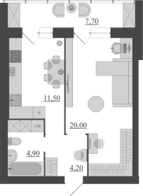 51,3 м², 1-комнатная квартира 4 452 840 ₽ - изображение 45