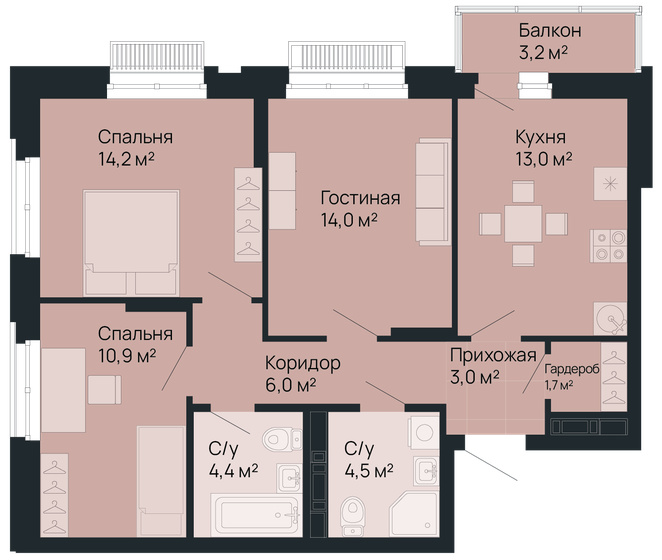 72,7 м², 3-комнатная квартира 18 102 300 ₽ - изображение 1
