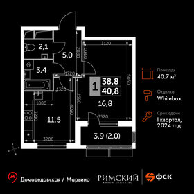 Квартира 40,7 м², 1-комнатная - изображение 1