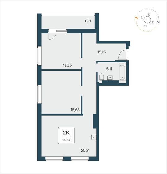 75,4 м², 2-комнатные апартаменты 10 250 000 ₽ - изображение 1