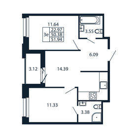 53,5 м², 2-комнатная квартира 6 897 888 ₽ - изображение 107