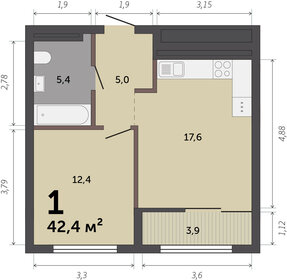 38,9 м², 1-комнатная квартира 6 700 000 ₽ - изображение 46