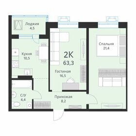 63,8 м², 2-комнатная квартира 7 650 000 ₽ - изображение 6