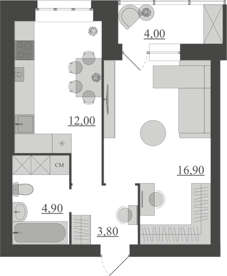 41,6 м², 1-комнатная квартира 3 993 600 ₽ - изображение 1