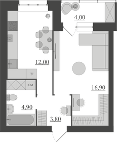 Квартира 41,6 м², 1-комнатная - изображение 1