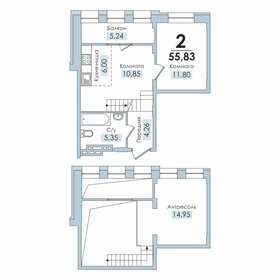 55 м², 3-комнатная квартира 4 300 000 ₽ - изображение 72