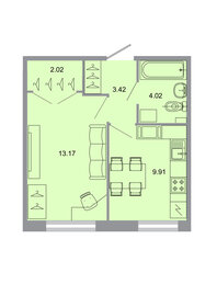 31,6 м², 1-комнатная квартира 4 800 000 ₽ - изображение 163