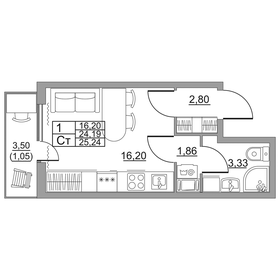 26 м², квартира-студия 3 430 000 ₽ - изображение 42