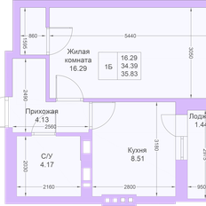 Квартира 35,8 м², 1-комнатная - изображение 2