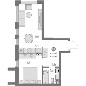 Квартира 41,9 м², 1-комнатная - изображение 1