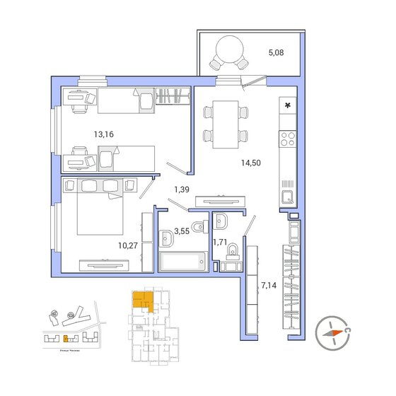 53,3 м², 2-комнатная квартира 8 193 024 ₽ - изображение 1