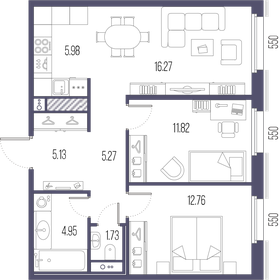 Квартира 63,9 м², 2-комнатная - изображение 1