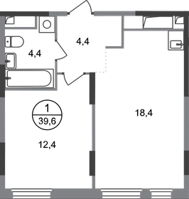 Квартира 39,6 м², 1-комнатная - изображение 1