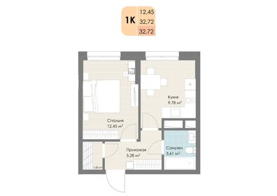 Квартира 32,7 м², 1-комнатная - изображение 1