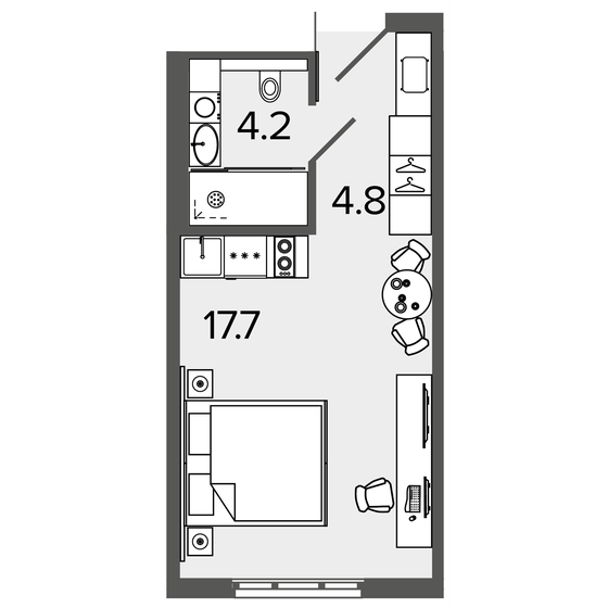 25,8 м², апартаменты-студия 8 890 000 ₽ - изображение 1