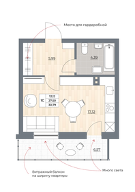 31,6 м², квартира-студия 5 300 000 ₽ - изображение 93