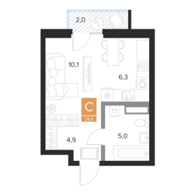 Квартира 26,9 м², студия - изображение 1