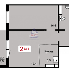 Квартира 52,3 м², 2-комнатная - изображение 2