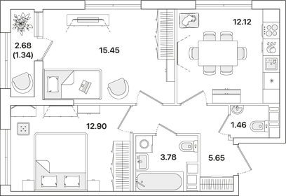 52 м², 2-комнатная квартира 12 100 000 ₽ - изображение 69