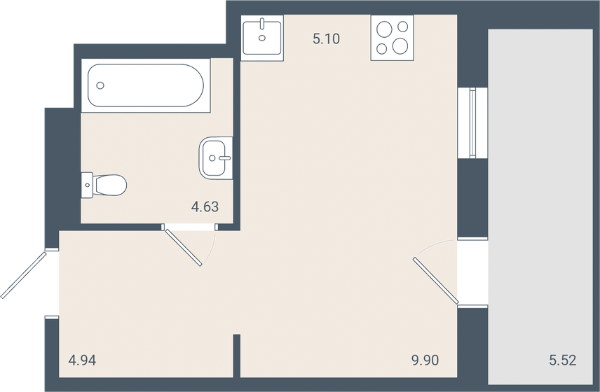 26,2 м², 1-комнатная квартира 3 121 370 ₽ - изображение 17
