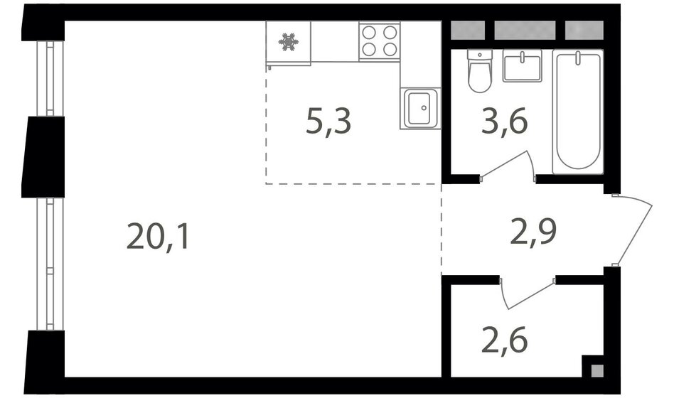 34,5 м², квартира-студия 12 892 650 ₽ - изображение 1