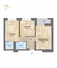 Квартира 62,1 м², 2-комнатная - изображение 1