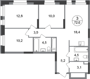 71,8 м², 3-комнатная квартира 18 500 000 ₽ - изображение 127