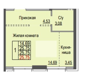 Квартира 26 м², 1-комнатная - изображение 1